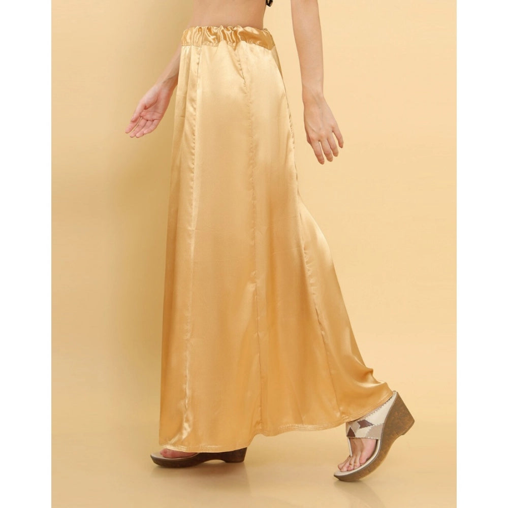 Silk Solid Free Size Petticoat (Gold)