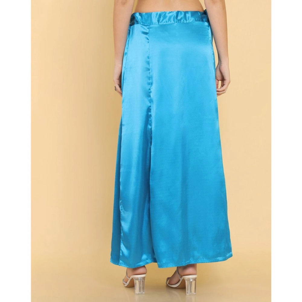 Silk Solid Free Size Petticoat (Blue)