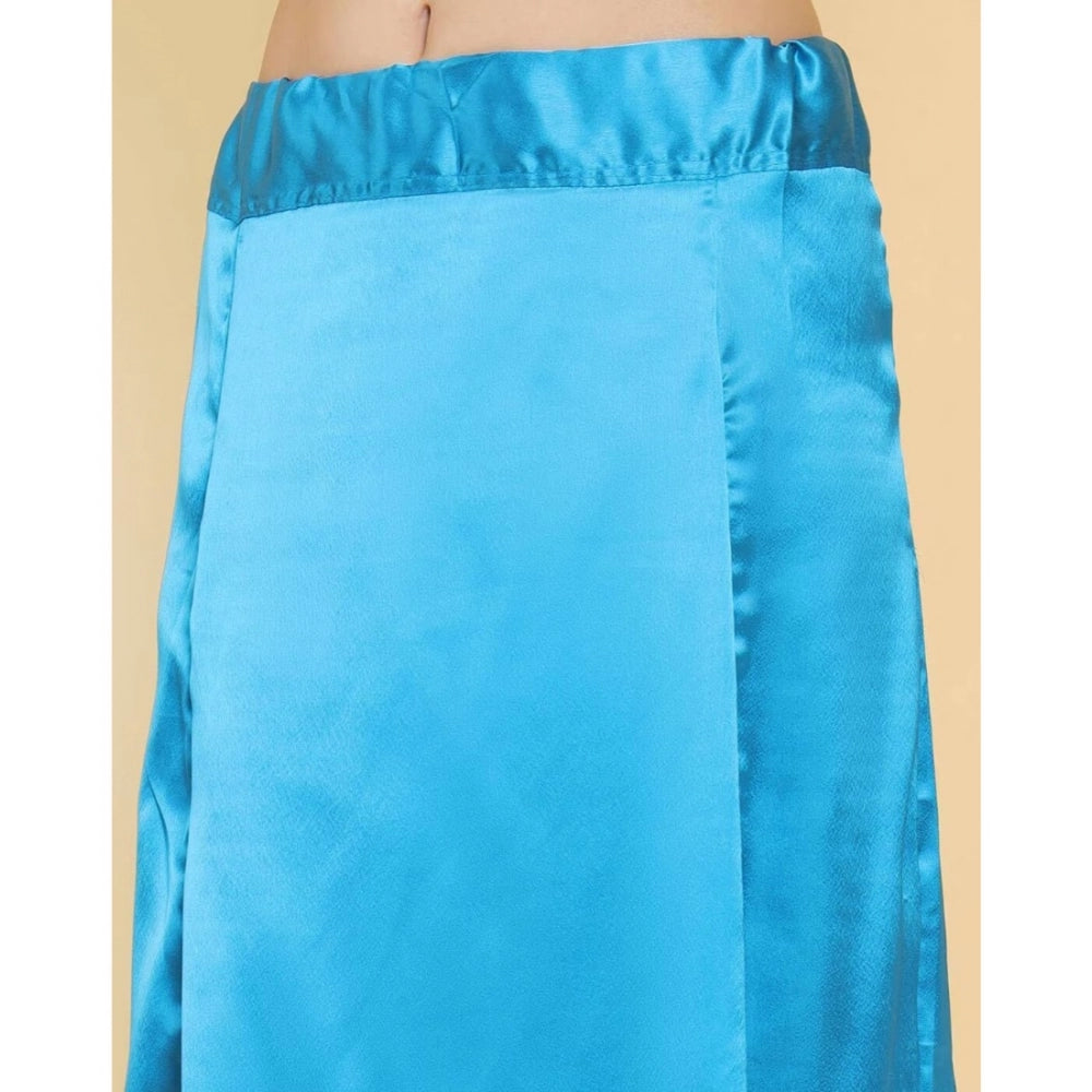 Silk Solid Free Size Petticoat (Blue)