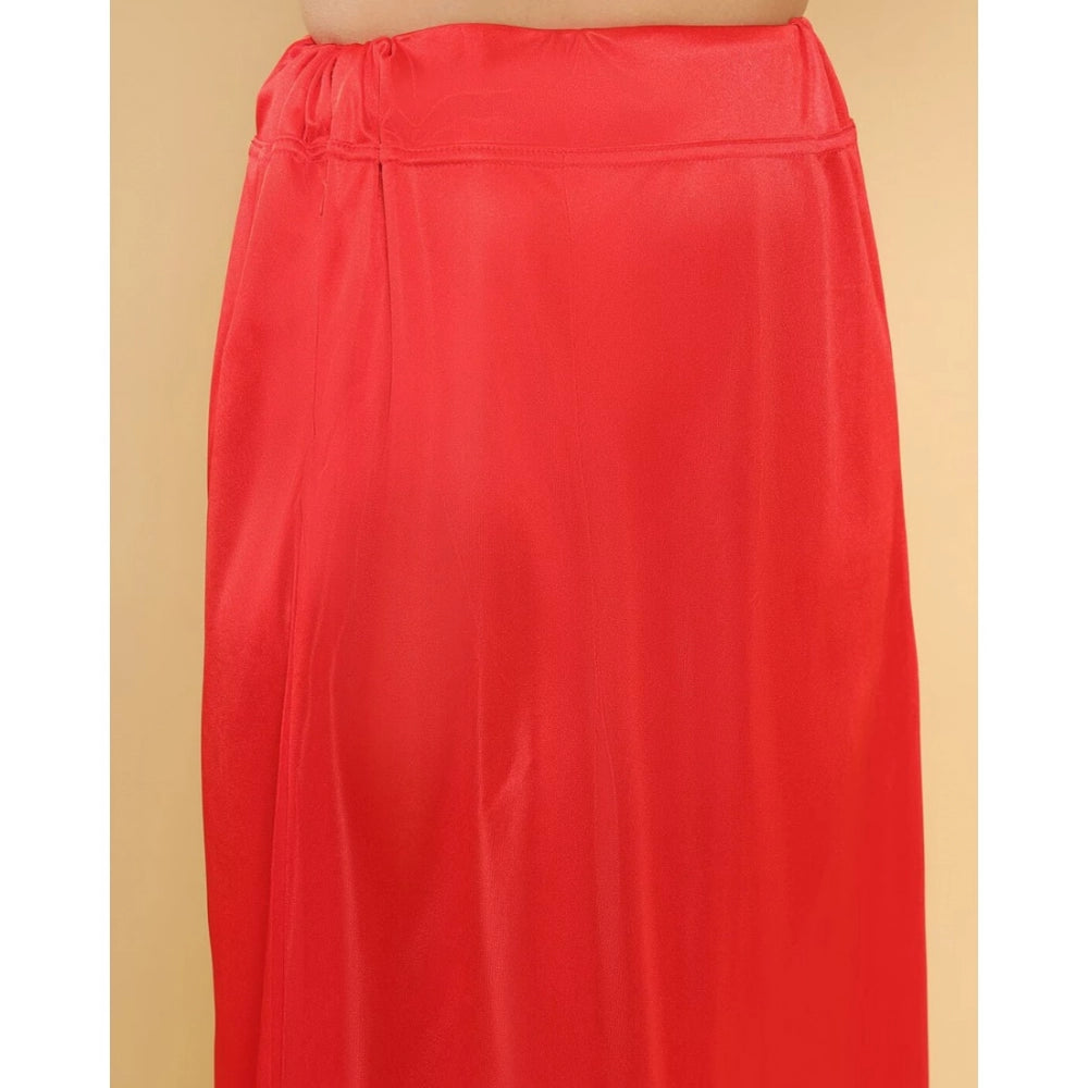 Silk Solid Free Size Petticoat (Red)