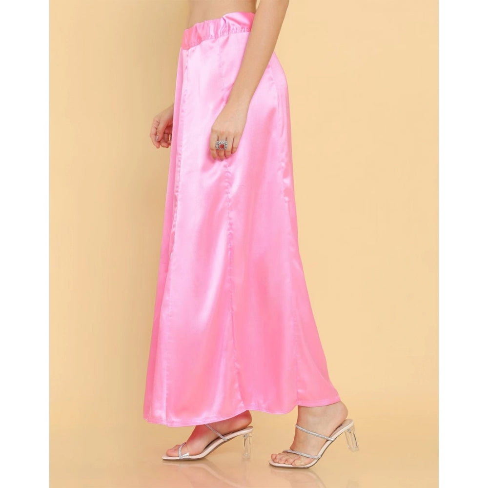 Silk Solid Free Size Petticoat (Pink)