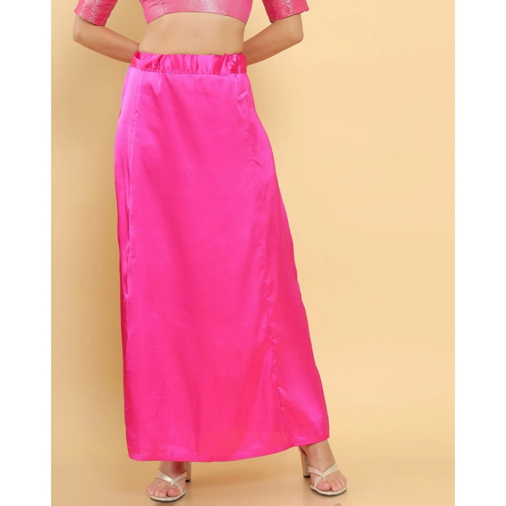 Women's Silk Solid Free Size Petticoat (Pink)