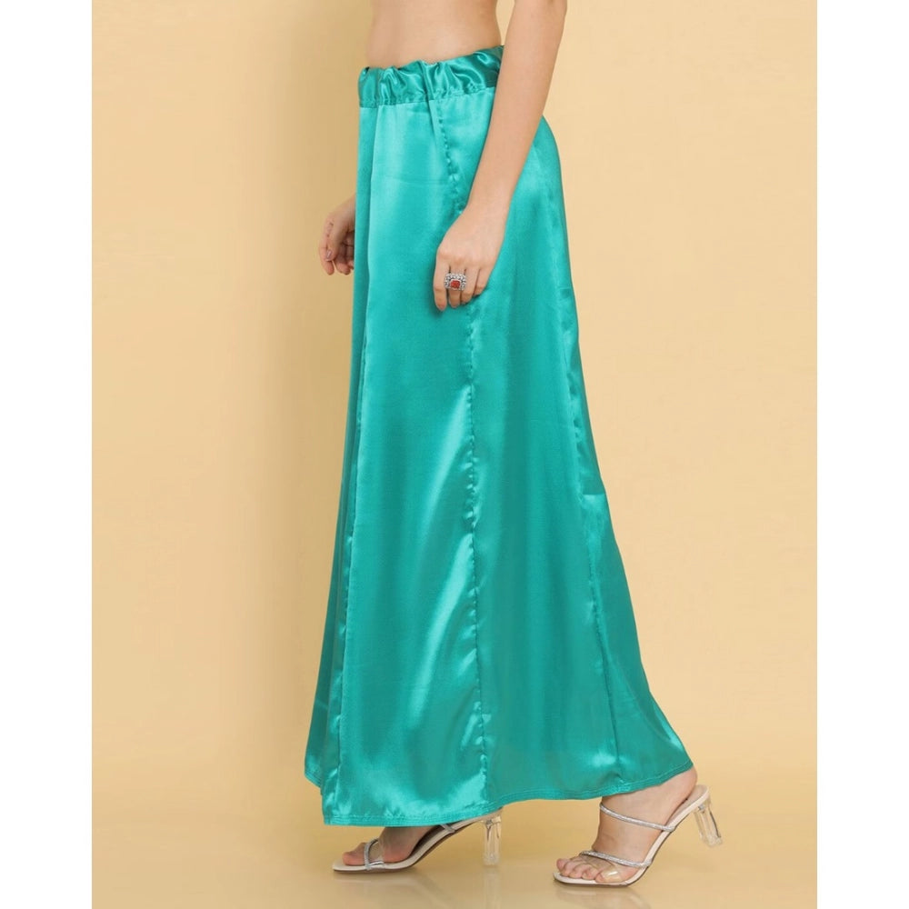 Women's Silk Solid Free Size Petticoat (SeeSaw Green)