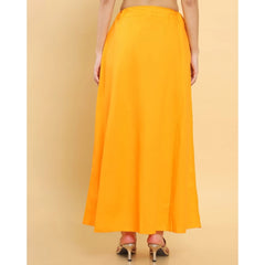 Women's Cotton Solid Free Size Petticoat (Mustard)