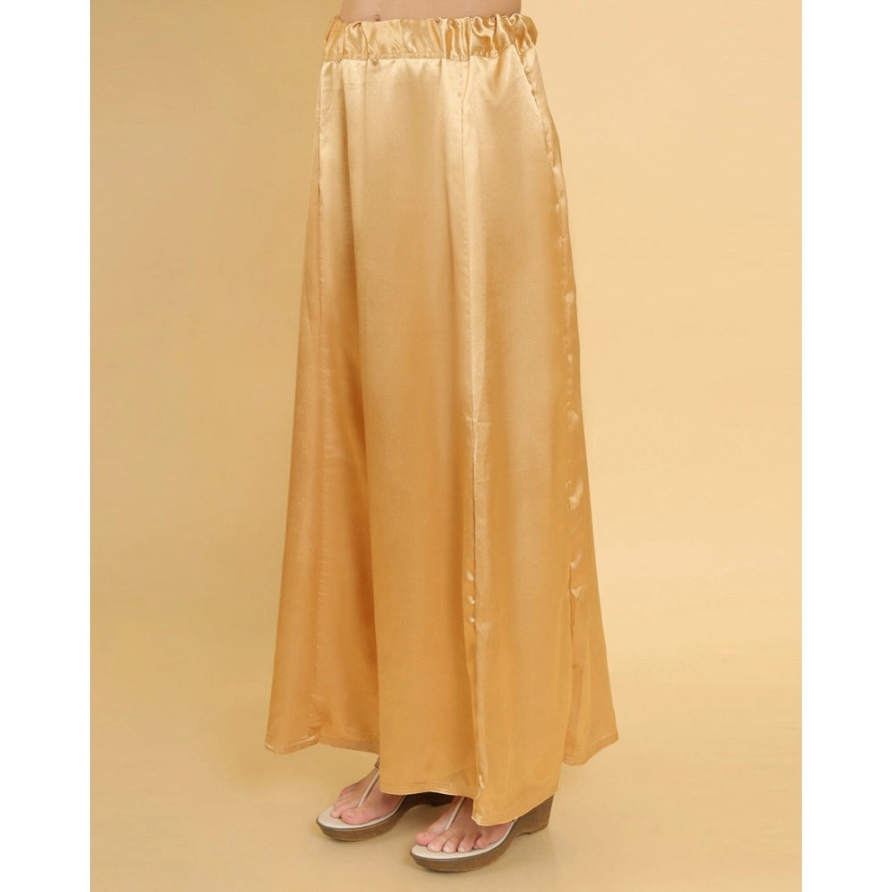 Silk Solid Free Size Petticoat (Gold)