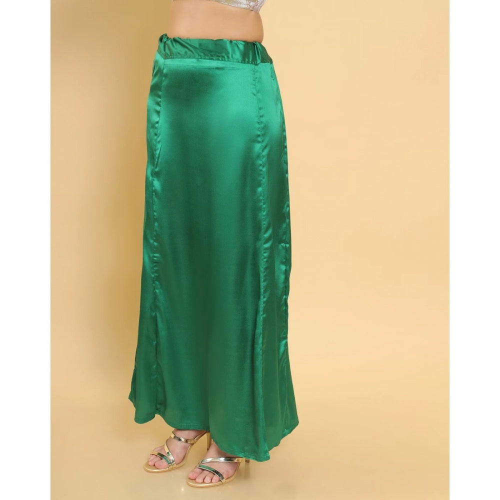 Women's Silk Solid Free Size Petticoat (Green)