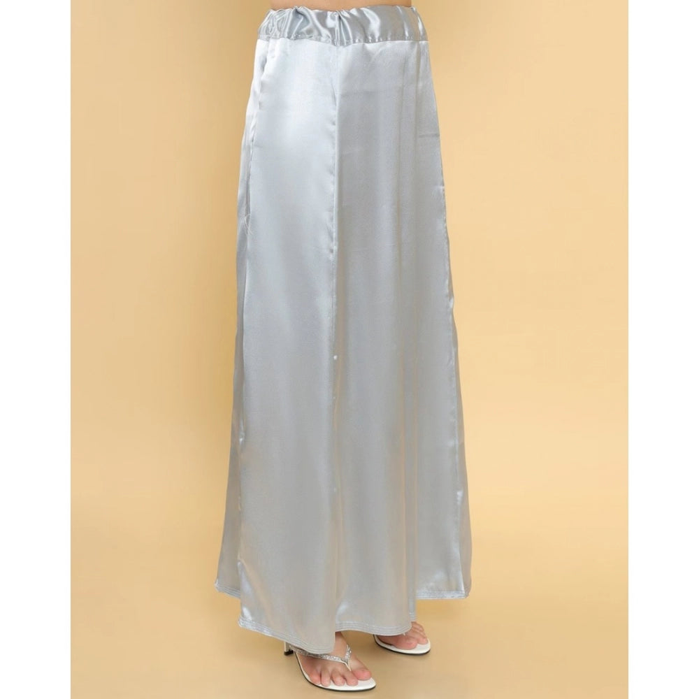 Women's Silk Solid Free Size Petticoat (Grey)