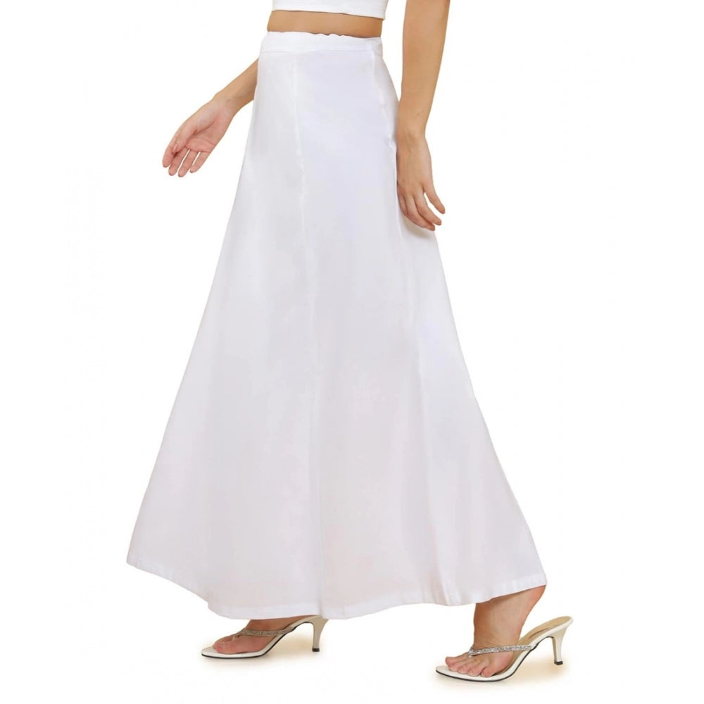 Women's Cotton Solid Free Size Petticoat (White)