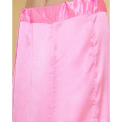 Silk Solid Free Size Petticoat (Pink)