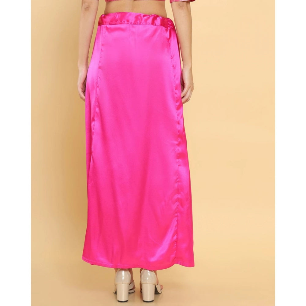 Women's Silk Solid Free Size Petticoat (Pink)