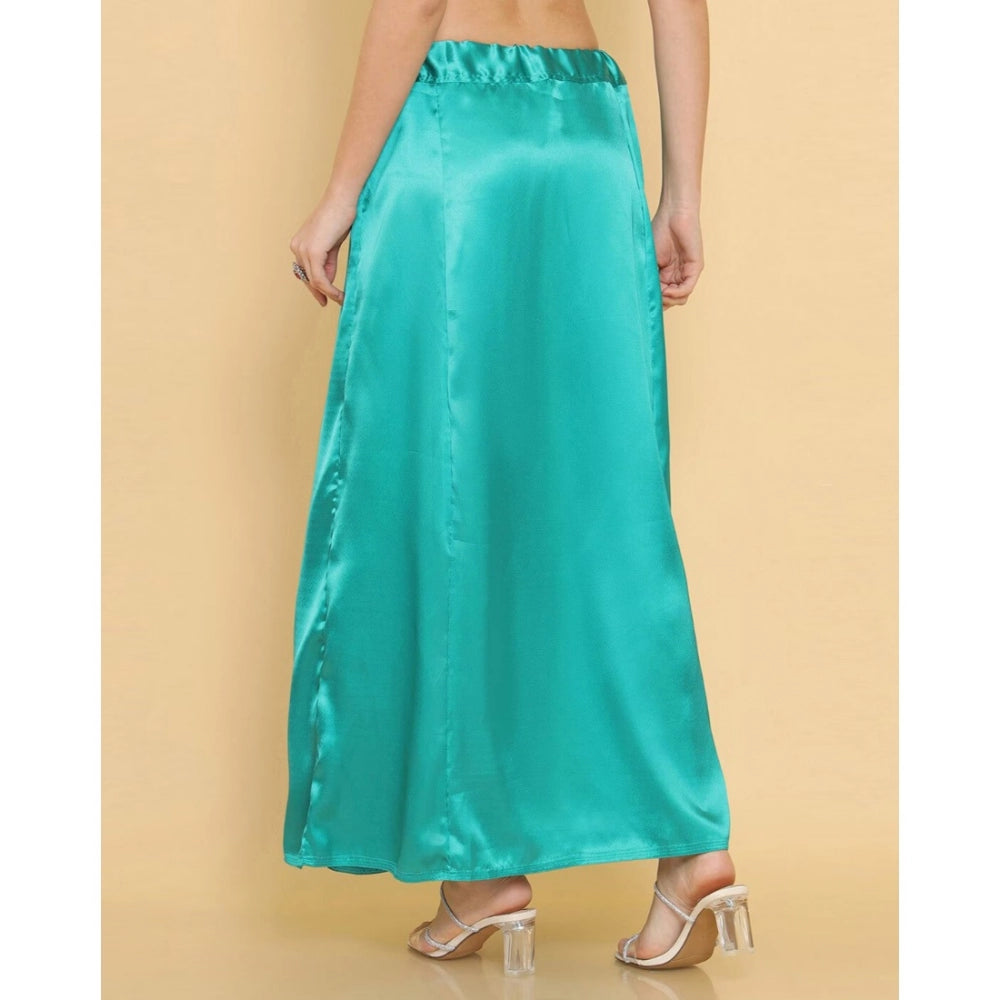 Women's Silk Solid Free Size Petticoat (SeeSaw Green)