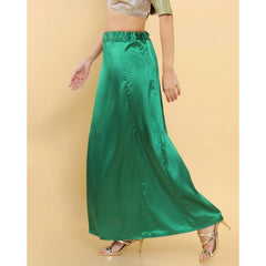 Women's Silk Solid Free Size Petticoat (Green)