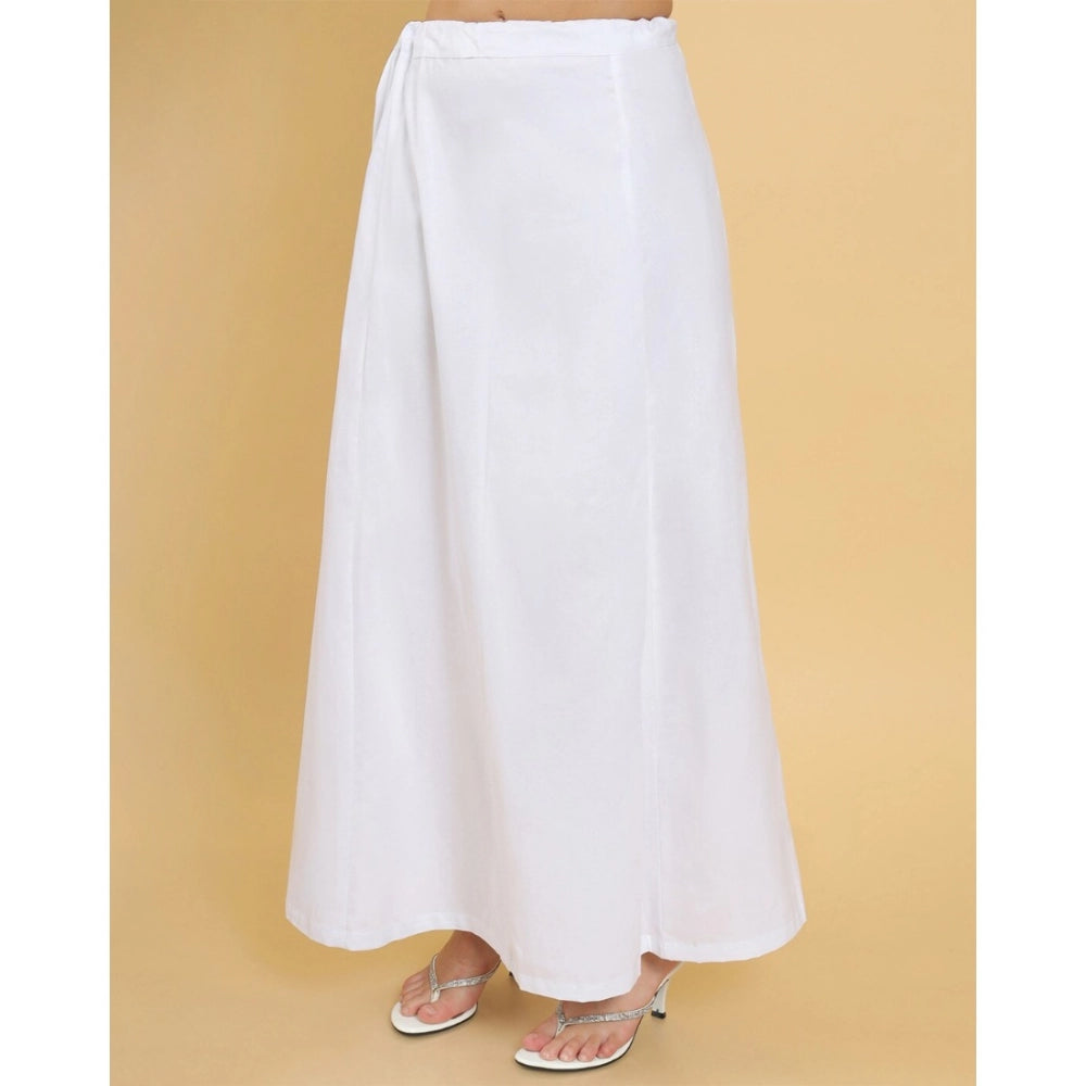 Women's Cotton Solid Free Size Petticoat (White)