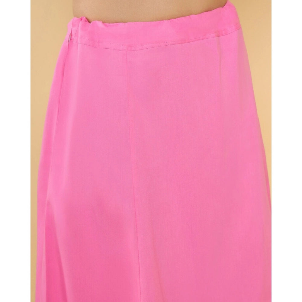 Women's Cotton Solid Free Size Petticoat (Pink)