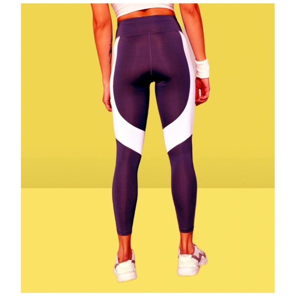 Women's Polyster Solid Sport Leggings (Purple)