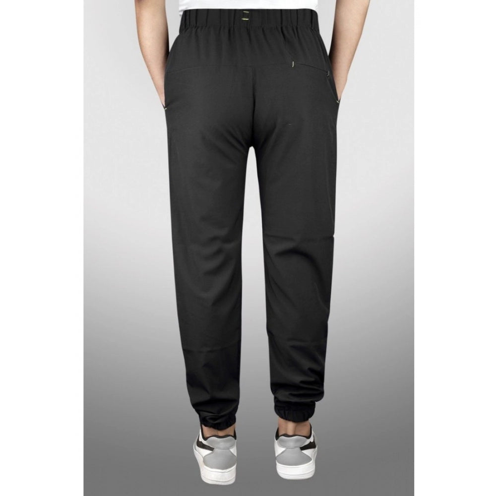 Men's Polyster Solid Track Pant-Lower (Black)