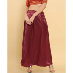 Silk Solid Free Size Petticoat (Maroon)