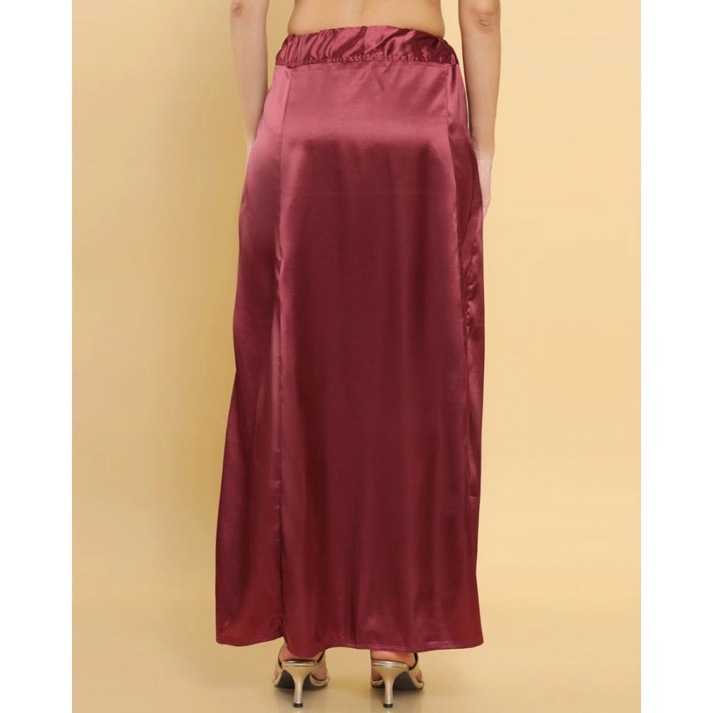 Silk Solid Free Size Petticoat (Maroon)