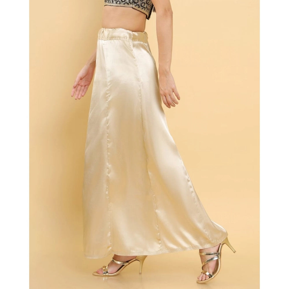 Women's Silk Solid Free Size Petticoat (Gold)