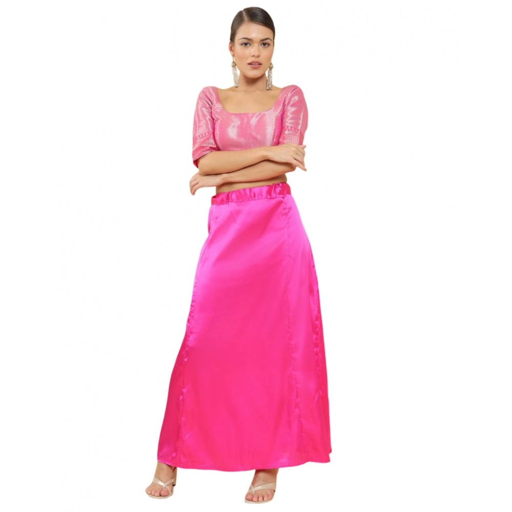 Women's Silk Solid Free Size Petticoat (Pink)