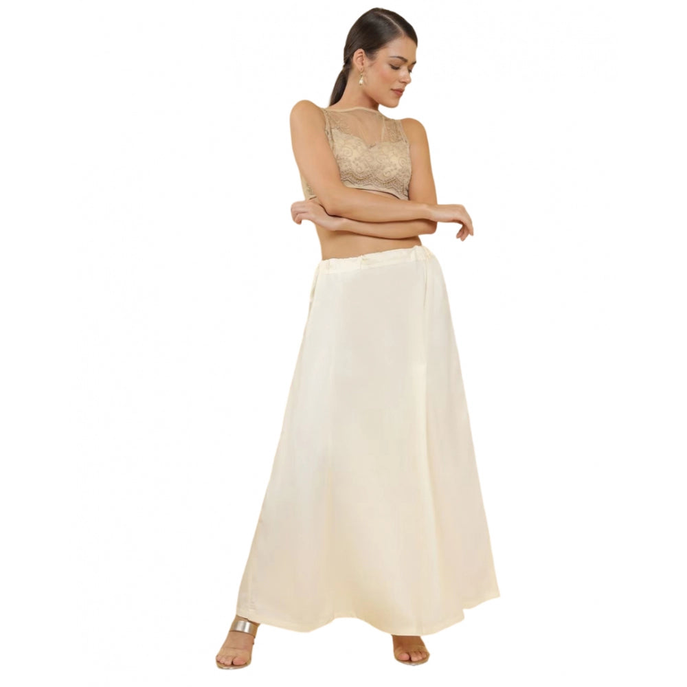 Women's Cotton Solid Free Size Petticoat (Cream)