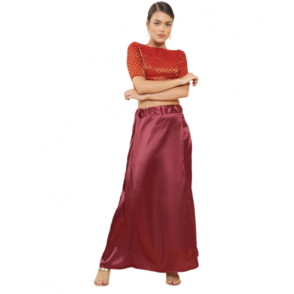 Silk Solid Free Size Petticoat (Maroon)