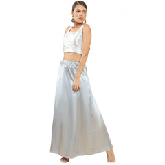 Women's Silk Solid Free Size Petticoat (Grey)