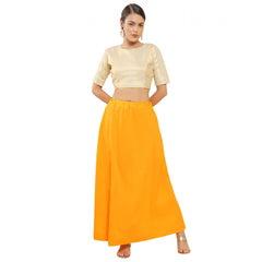 Women's Cotton Solid Free Size Petticoat (Mustard)