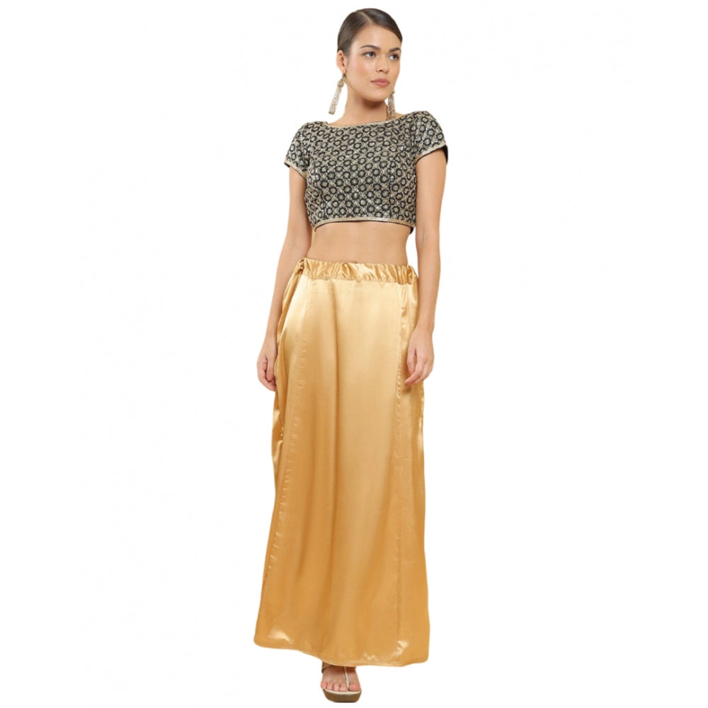 Silk Solid Free Size Petticoat (Gold)