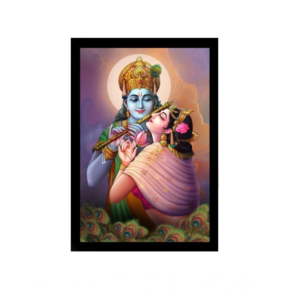 Radha Krishna Painting with Synthetic Photo Frame (Multicolor)