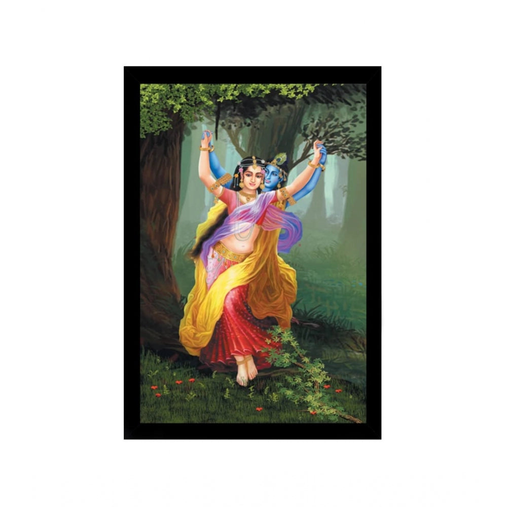 Radha Krishna Painting with Synthetic Photo Frame (Multicolor)