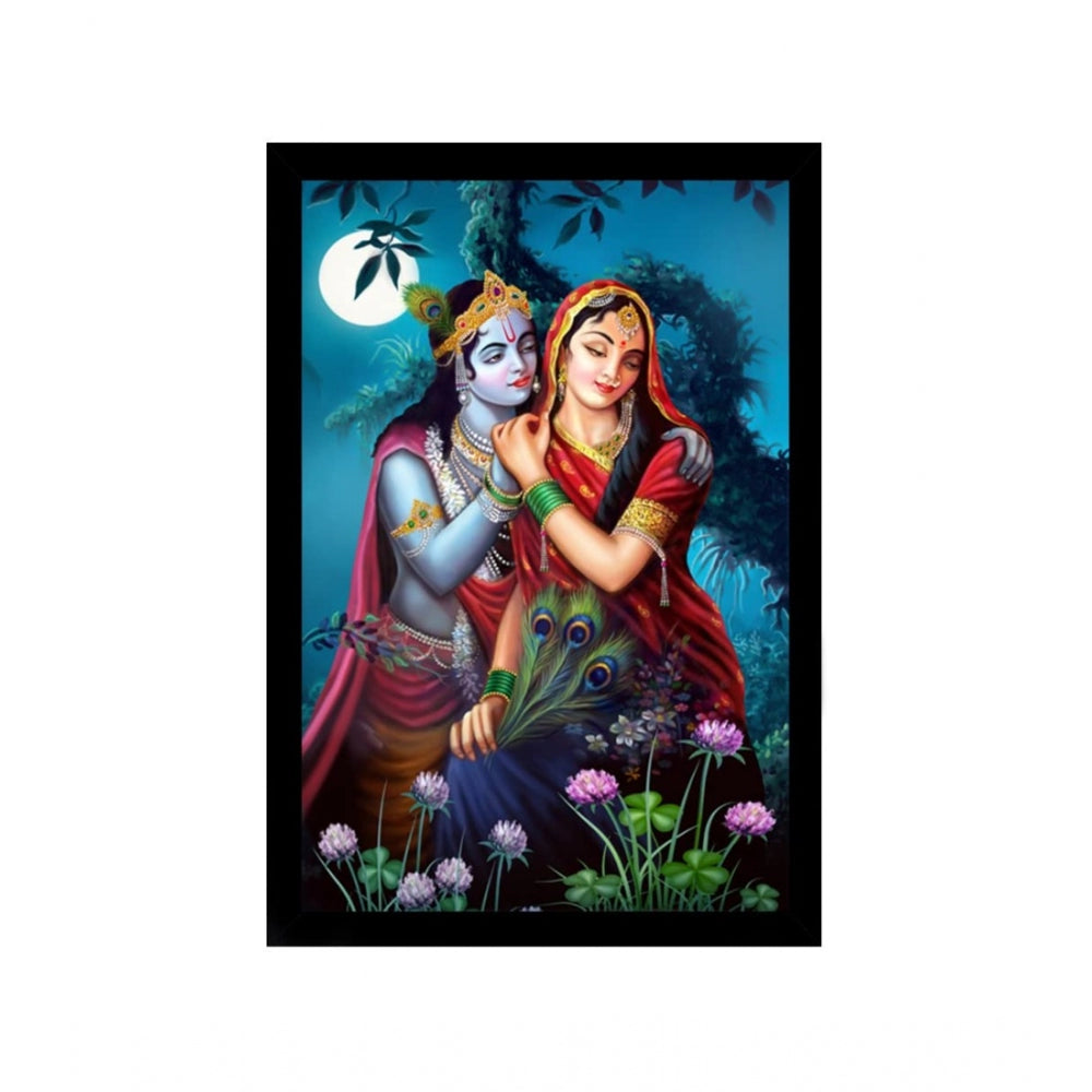 Radha Krishna Painting with Synthetic Photo Frame (Multicolor)