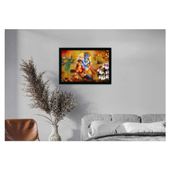 Radha Krishna Painting with Synthetic Photo Frame (Multicolor)