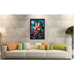 Radha Krishna Painting with Synthetic Photo Frame (Multicolor)