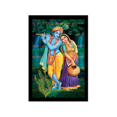 Radha Krishna Painting with Synthetic Photo Frame (Multicolor)