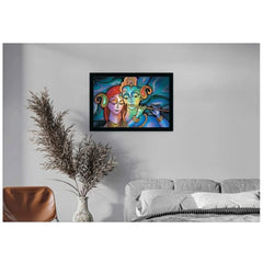 Radha Krishna Painting with Synthetic Photo Frame (Multicolor)