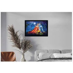 Radha Krishna Painting with Synthetic Photo Frame (Multicolor)