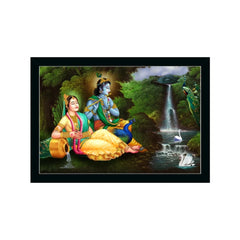 Radha Krishna Painting with Synthetic Photo Frame (Multicolor)