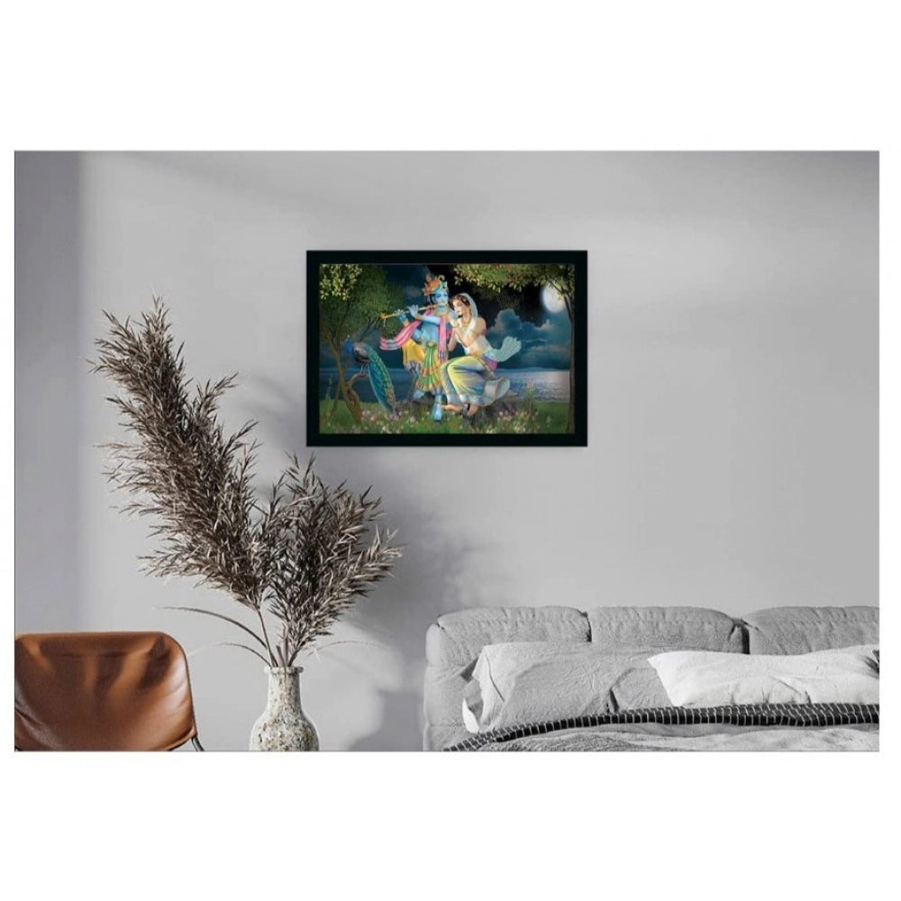 Radha Krishna Painting with Synthetic Photo Frame (Multicolor)