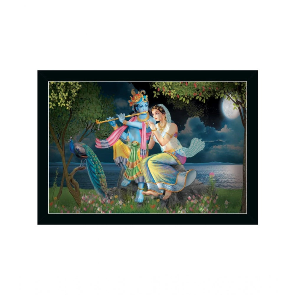 Radha Krishna Painting with Synthetic Photo Frame (Multicolor)