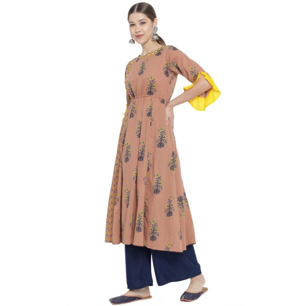 Women's Casual 3/4 th Sleeve Floral Printed Cotton Kurti (MultiColor)