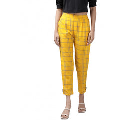 Casual Checked Rayon Trouser Pant (Yellow)