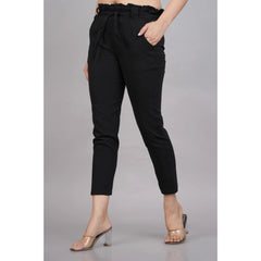 Casual Solid Lycra Trouser Pant (Black)