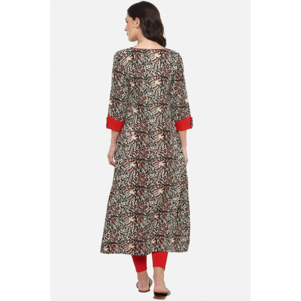 Women's Casual 3/4 th Sleeve Printed Cotton Kurti (MultiColor)