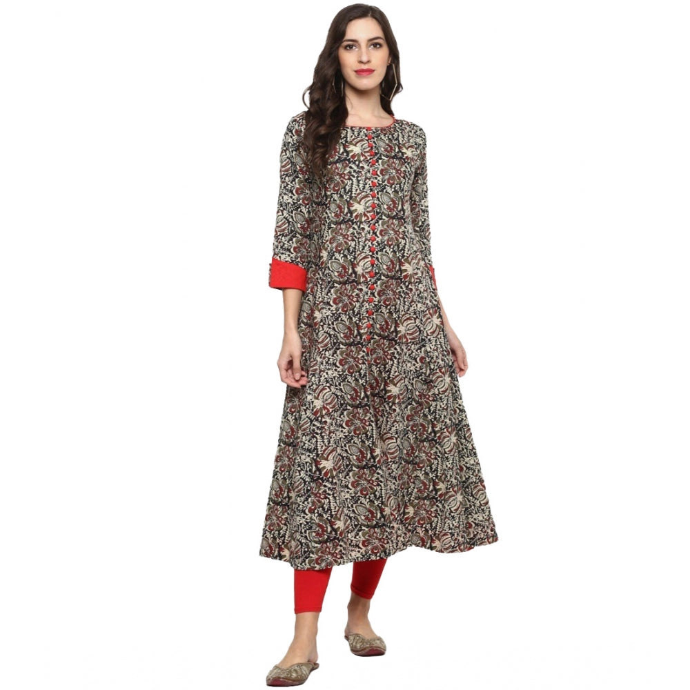 Women's Casual 3/4 th Sleeve Printed Cotton Kurti (MultiColor)