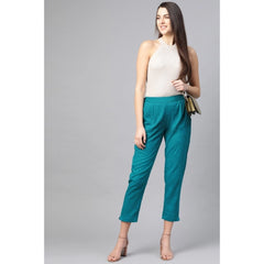 Casual Solid Cotton Slub Trouser Pant (Rama Blue)