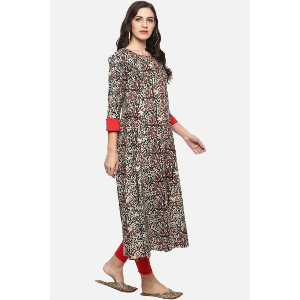 Women's Casual 3/4 th Sleeve Printed Cotton Kurti (MultiColor)