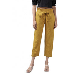 Casual Printed Cotton Flex Trouser Pant (Mustard)