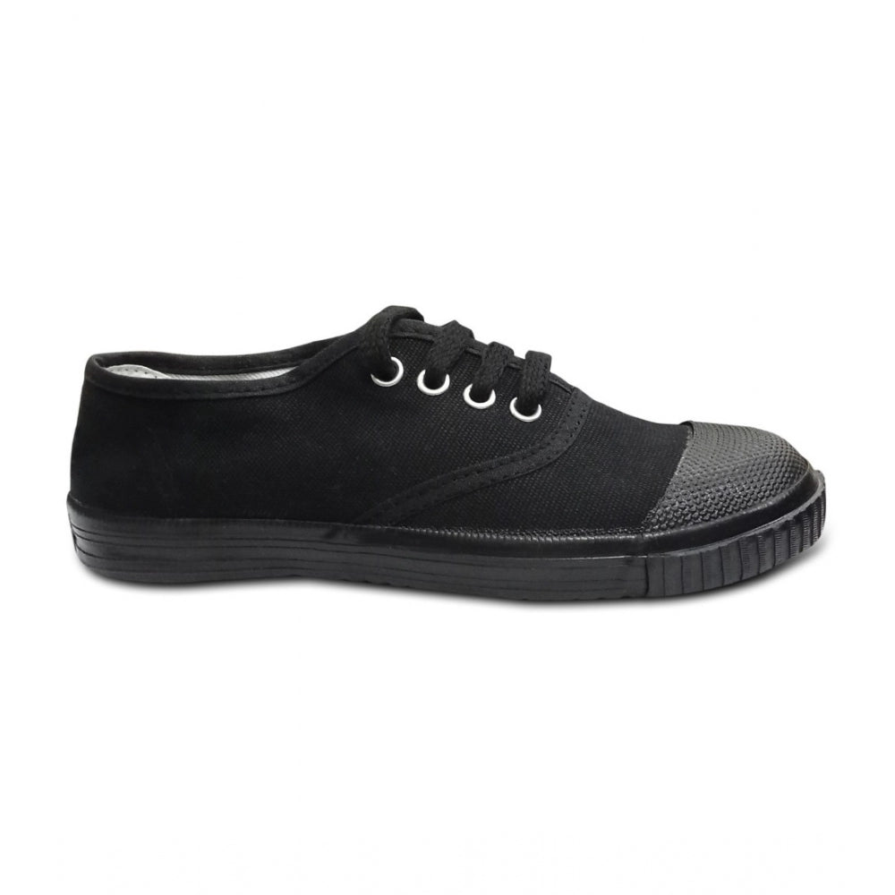 Unisex Cotton School Shoe Lace-Up (Black)