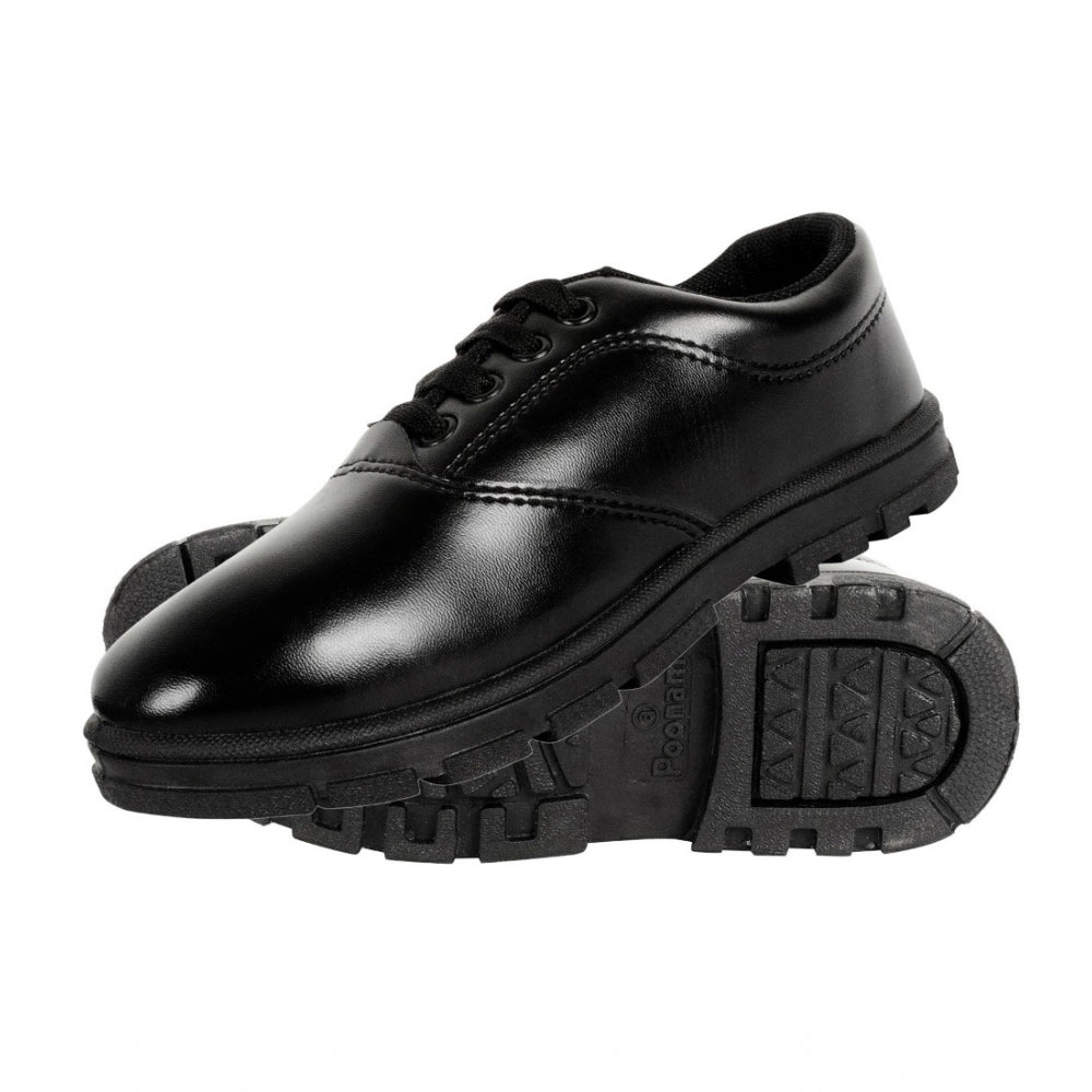 Boy's Rexine School Shoe Lace-Up (Black)